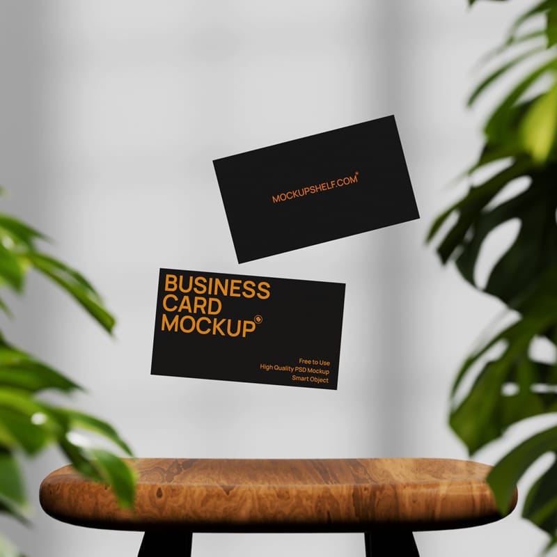 Black Floating Business Card Mockup PSD