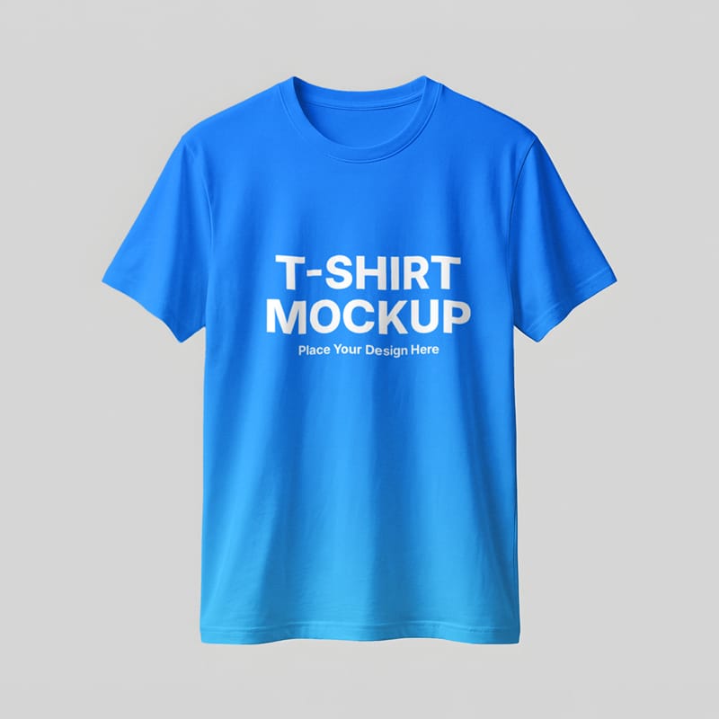 Blue T-Shirt Mockup for Apparel Branding PSD