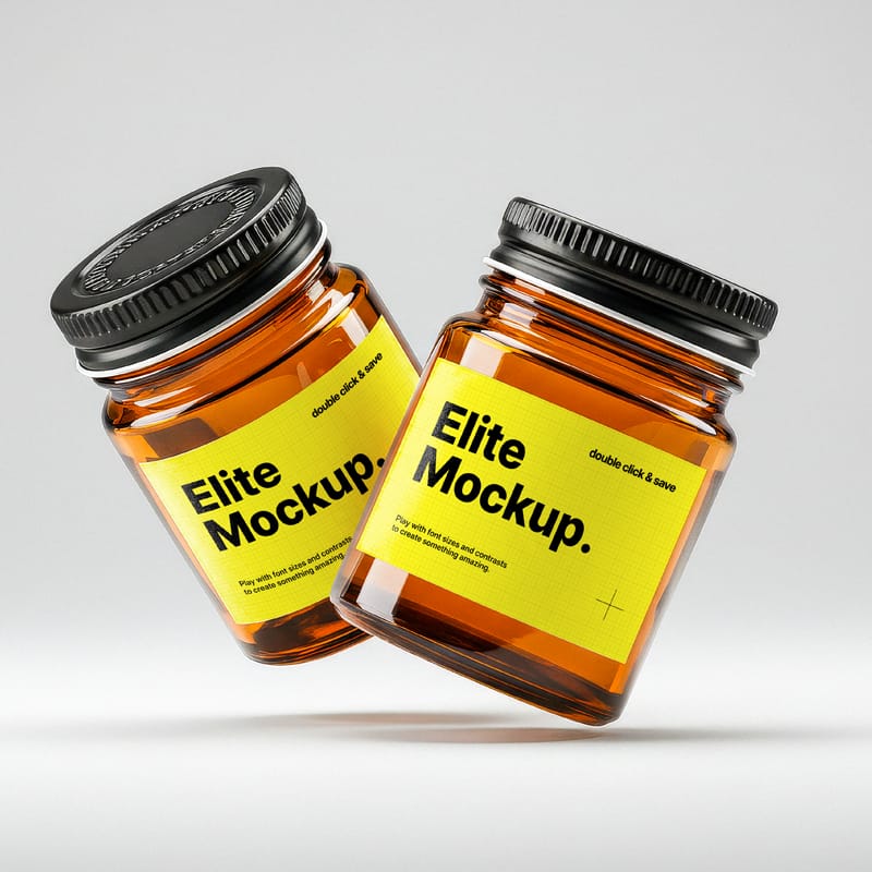 Brown Jar Label Mockup PSD