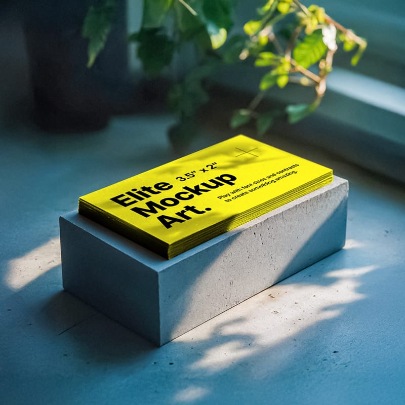 Business Card Mockup on Concrete Block PSD