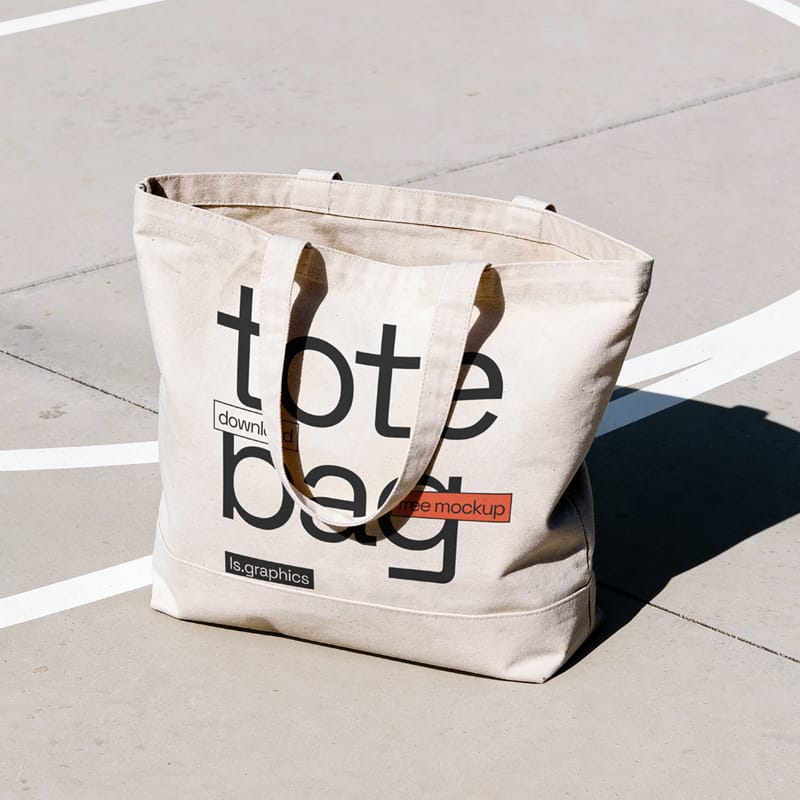 Canvas Tote Bag Mockup on Outdoor Court PSD
