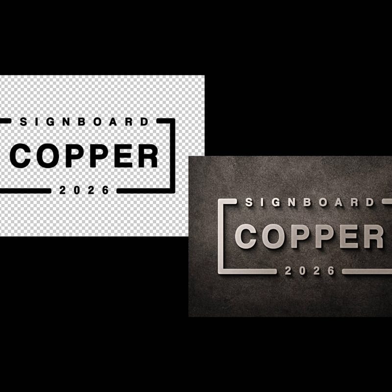 Copper Signboard Logo Mockup PSD