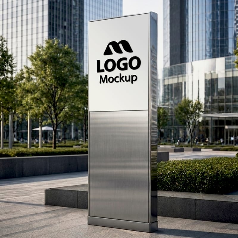 Corporate Totem Pylon Sign Mockup PSD