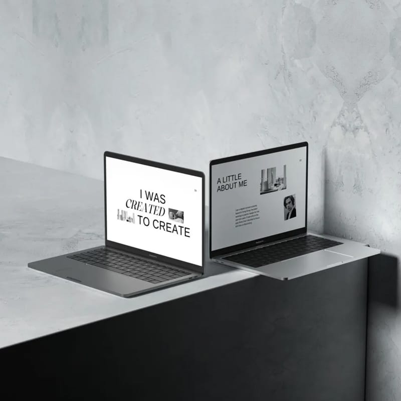 Dark MacBook Mockup Scene PSD
