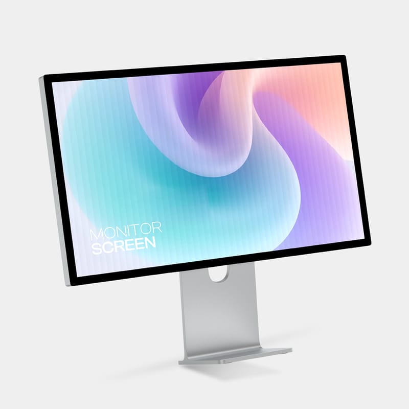 Desktop Monitor Mockup on White Background PSD