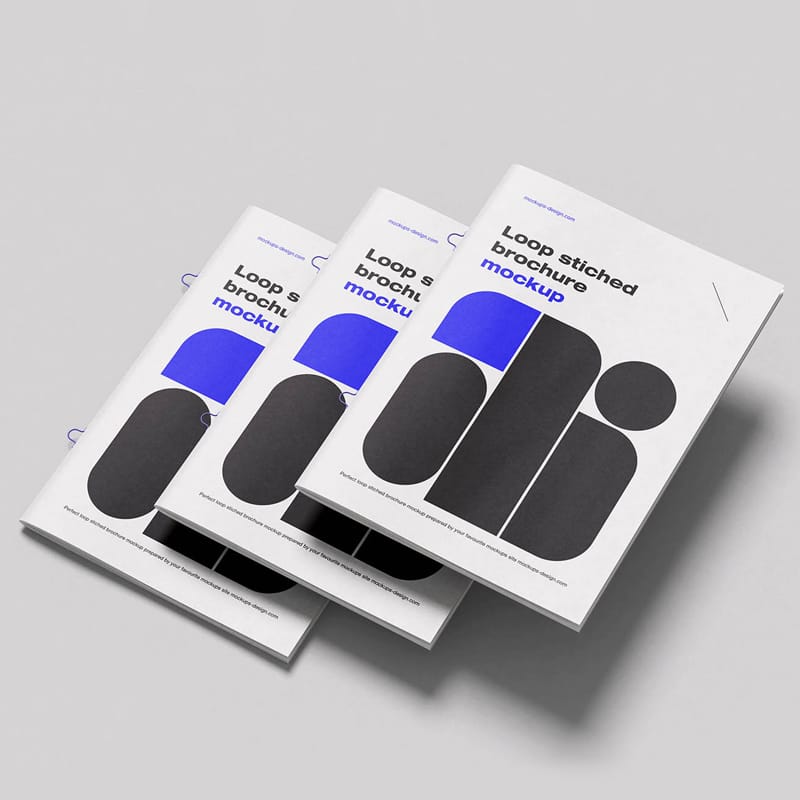 Elegant Loop Stitched Brochure Mockup PSD