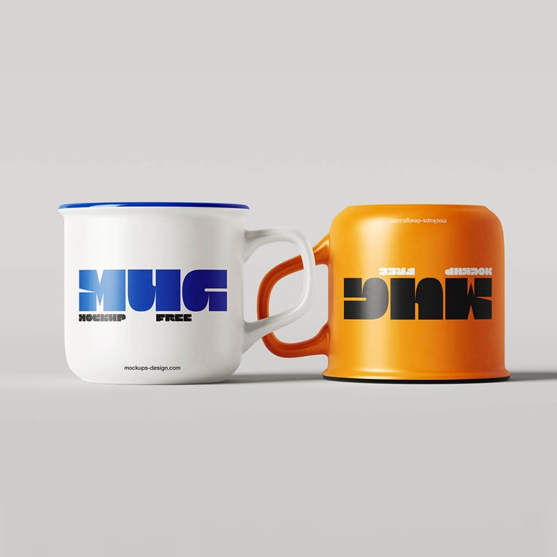 Enamel-style Rim Mug Mockup PSD