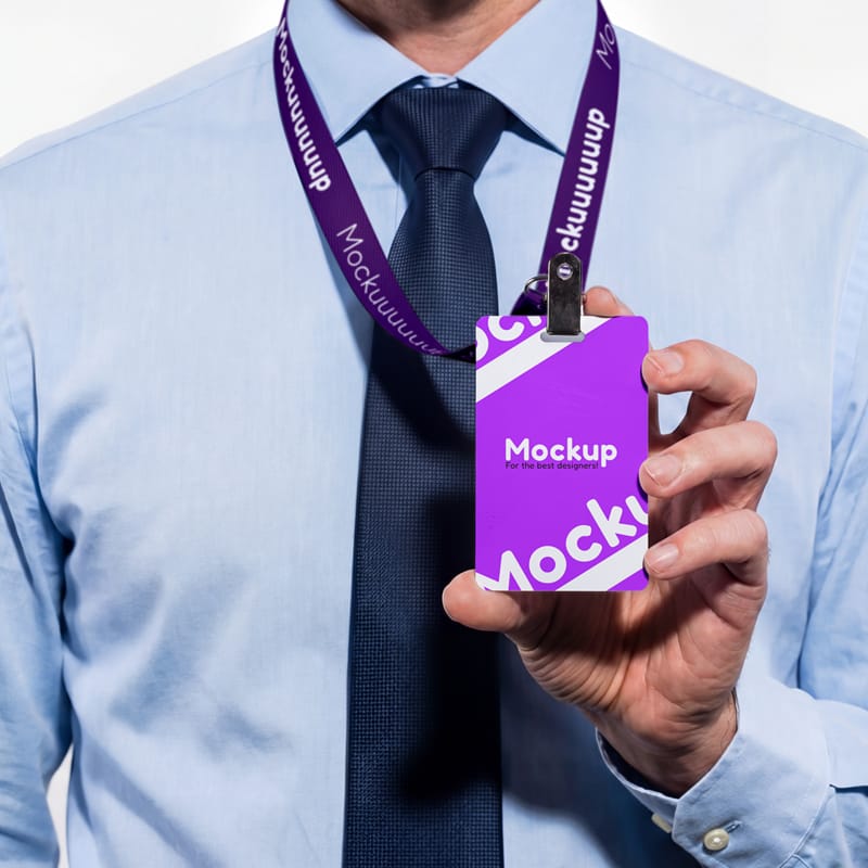 Event Name Badge and Lanyard Mockup PSD
