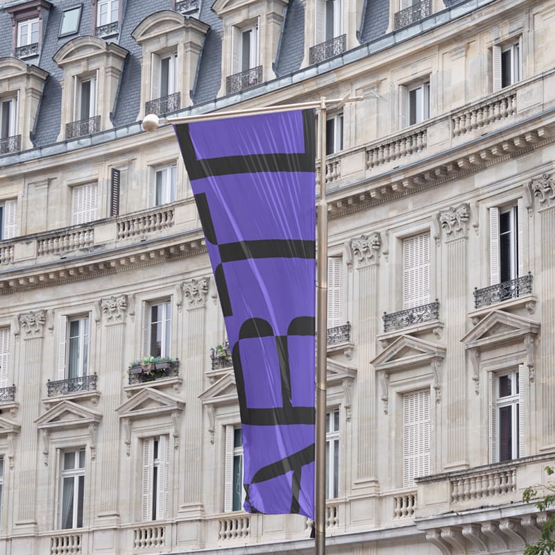 Fabric Street Flag Mockup PSD