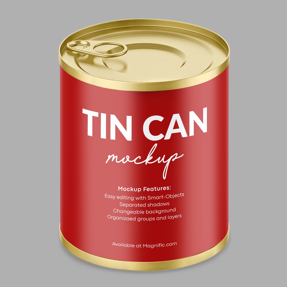 Free 3D Canned Food Can Mockup​ PSD
