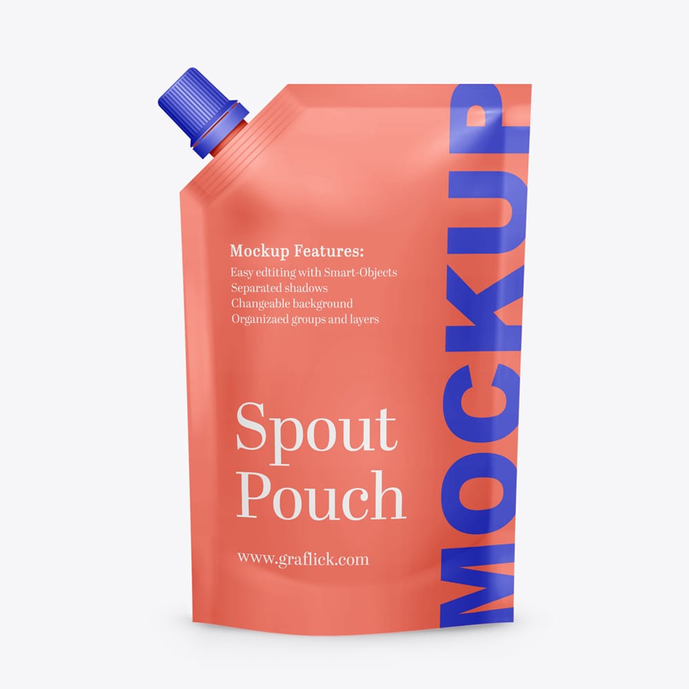 Free 3D Spout Pouch Mockup PSD