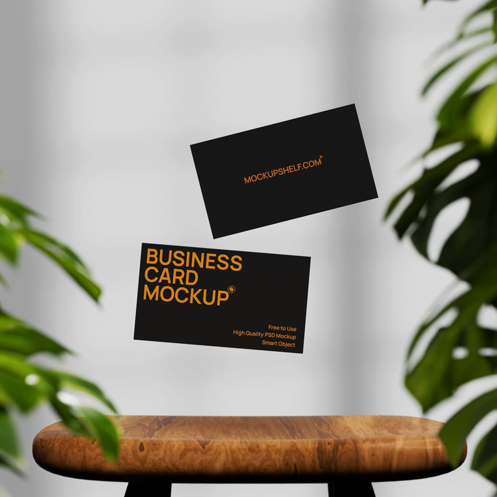 Free Black Floating Business Card Mockup PSD