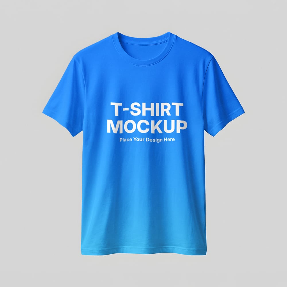 Free Blue T-Shirt Mockup for Apparel Branding PSD