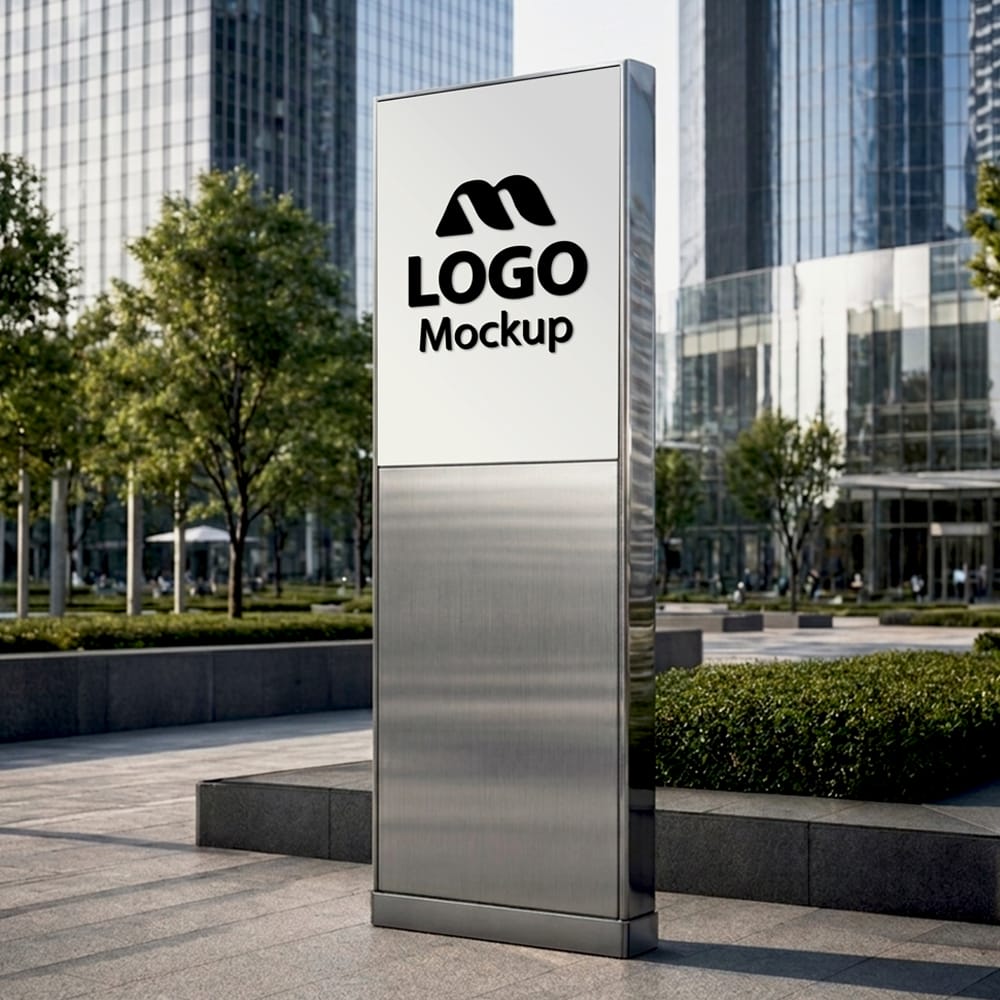 Free Corporate Totem Pylon Sign Mockup PSD