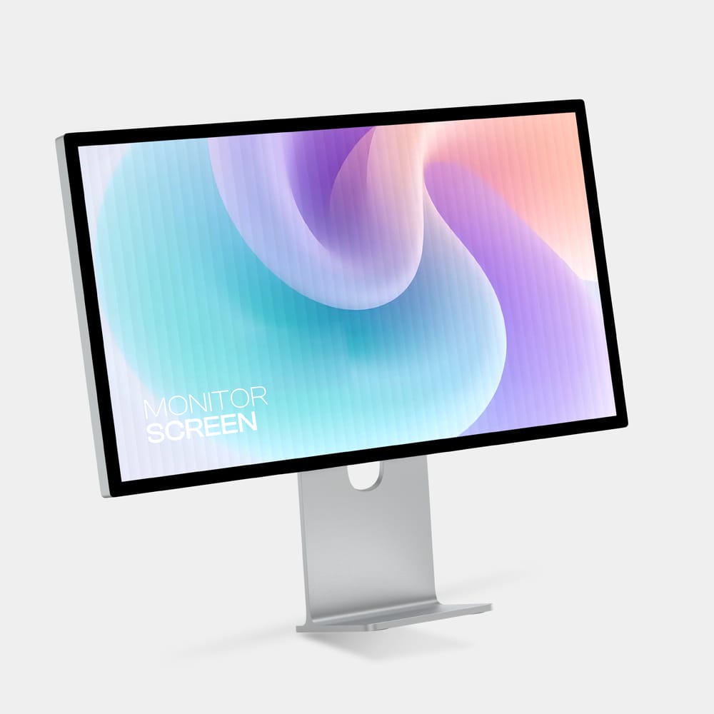 Free Desktop Monitor Mockup on White Background PSD