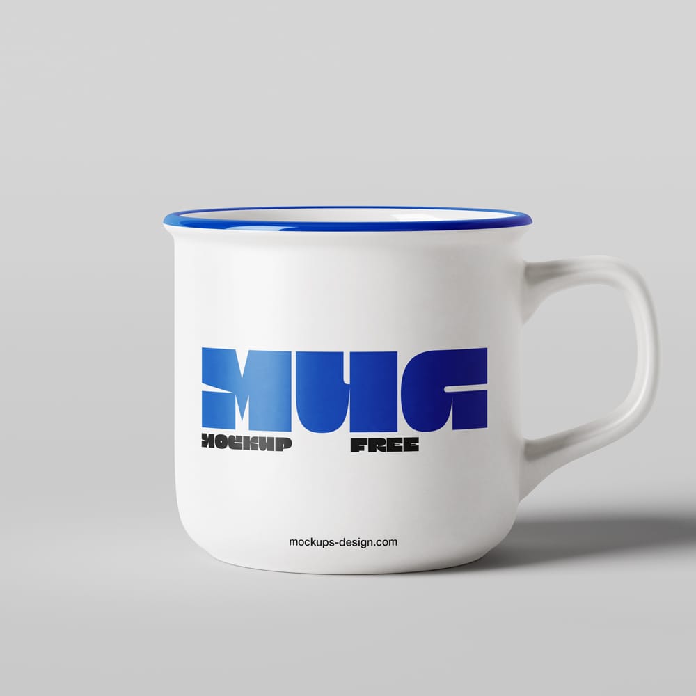 Free Enamel-style Rim Mug Mockup PSD