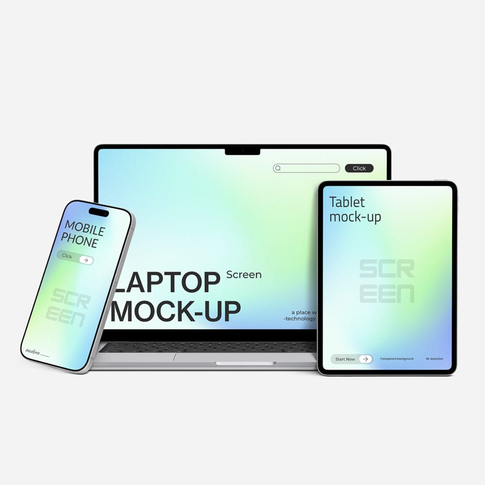 Free Laptop Tablet Mobile Device Mockup PSD