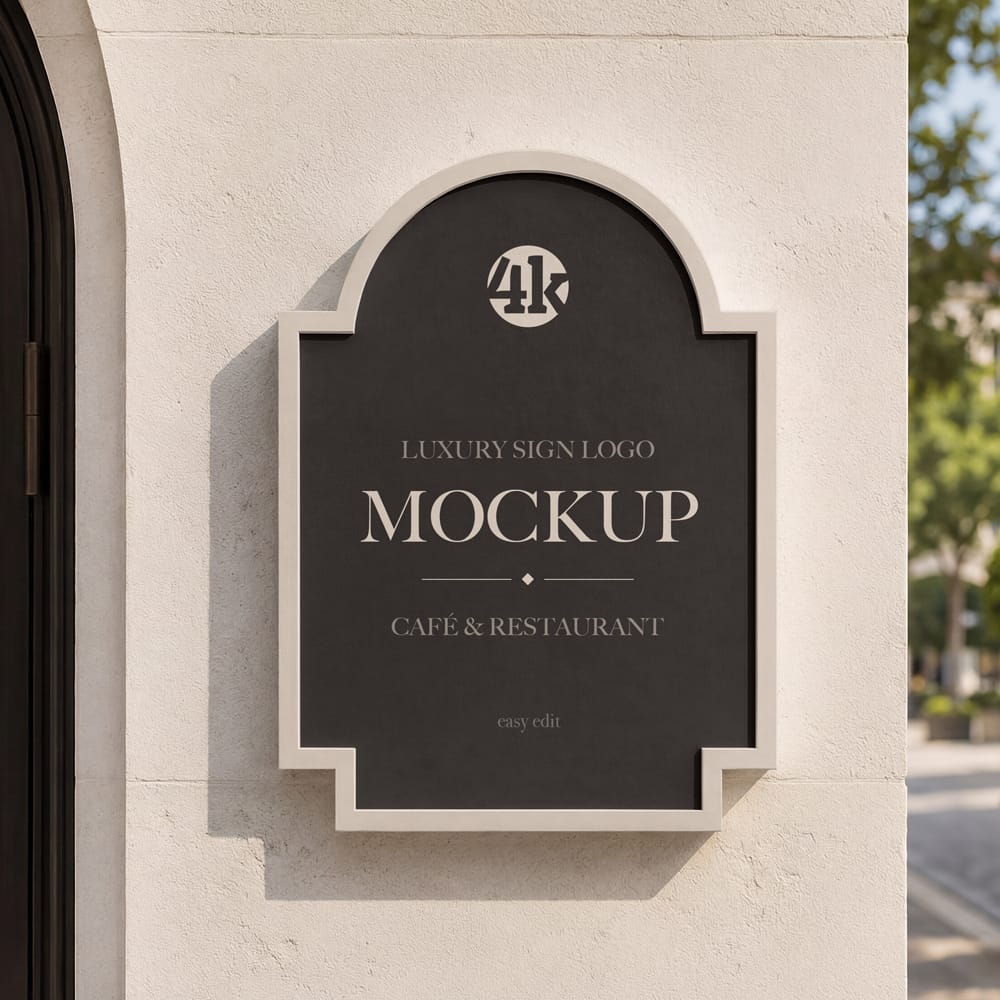 Free Luxury Cafe and Restaurant Sign Logo Mockup PSD