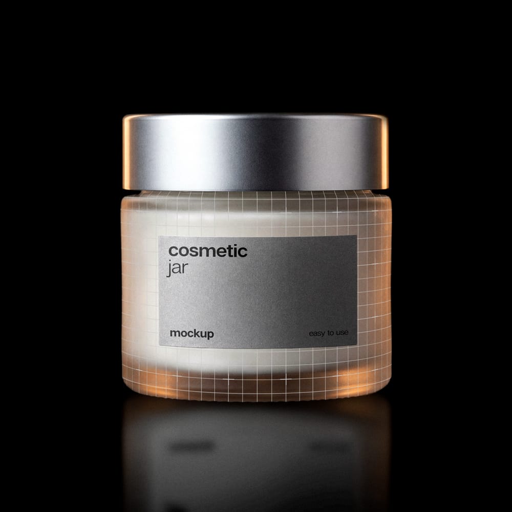 Free Luxury Frosted Glass Cosmetic Jar Mockup PSD