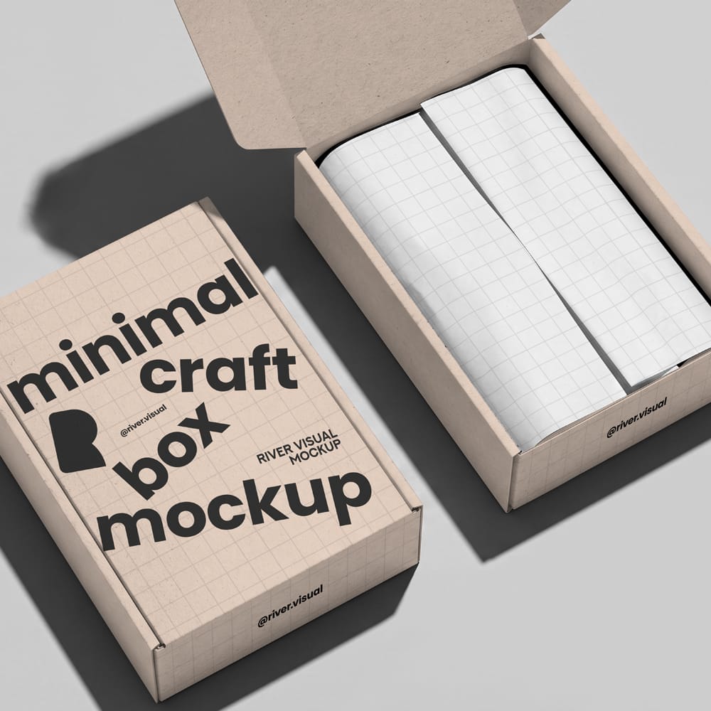Free Minimal Kraft Box Mockup PSD