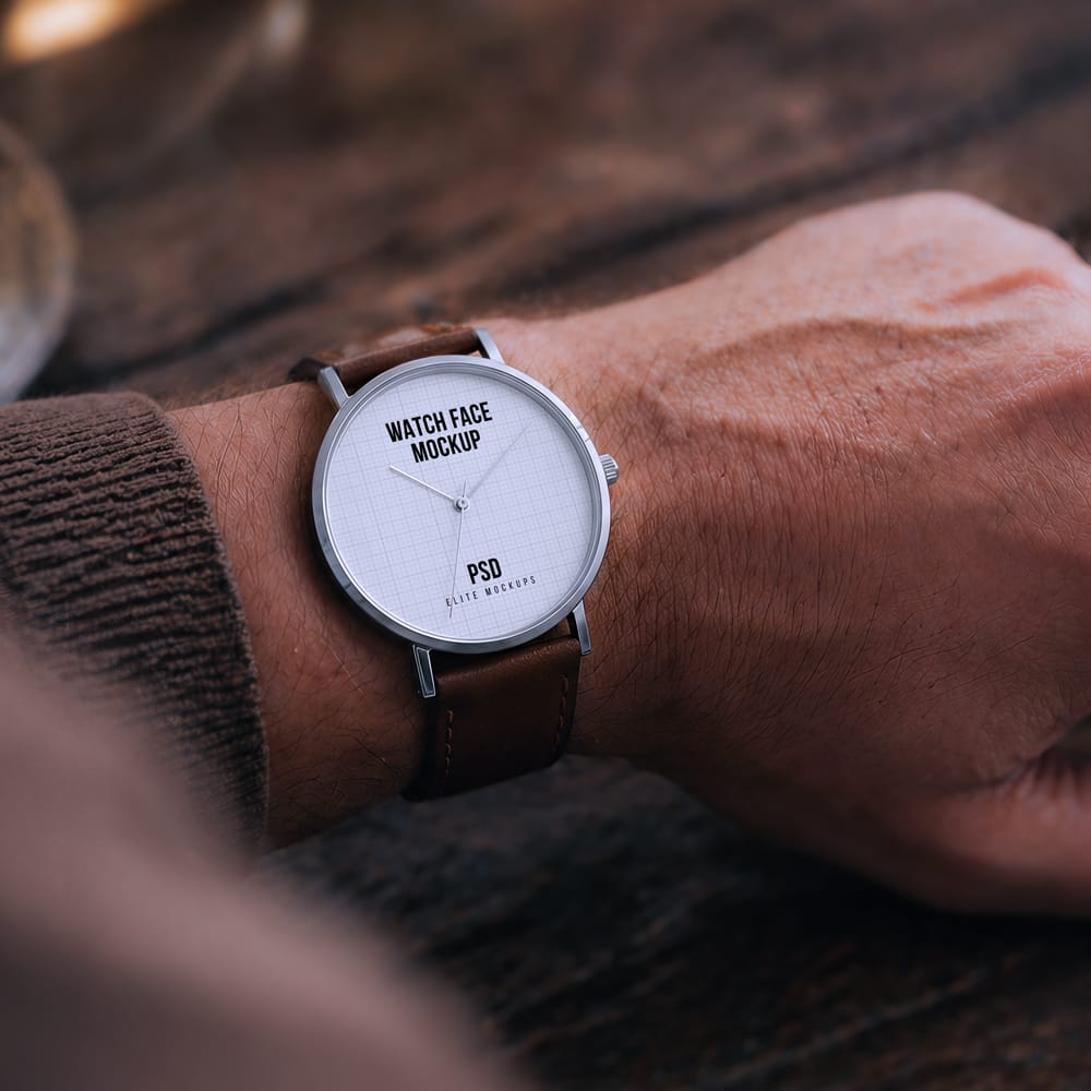 Free Minimal Watch Face Mockup PSD