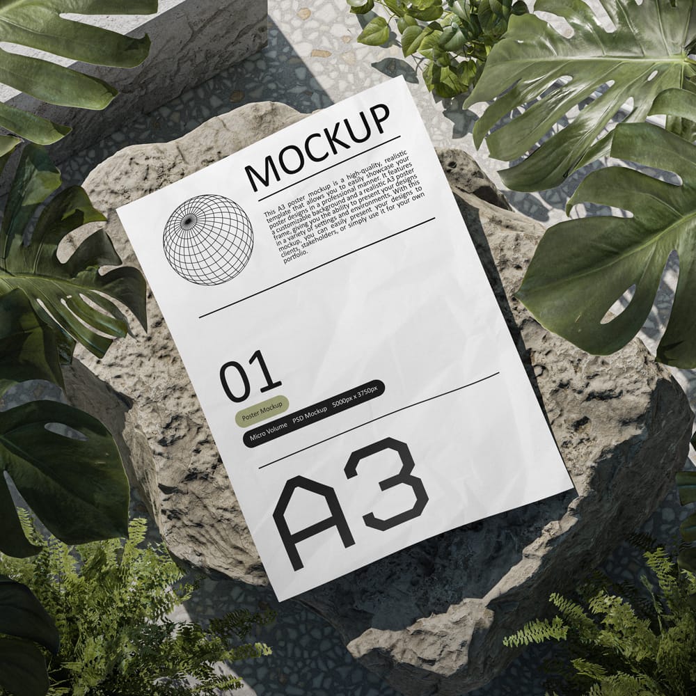 Free Minimalist A3 Poster Mockup PSD