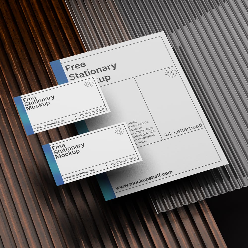Free Minimalist Letterhead and Business Card Mockup PSD