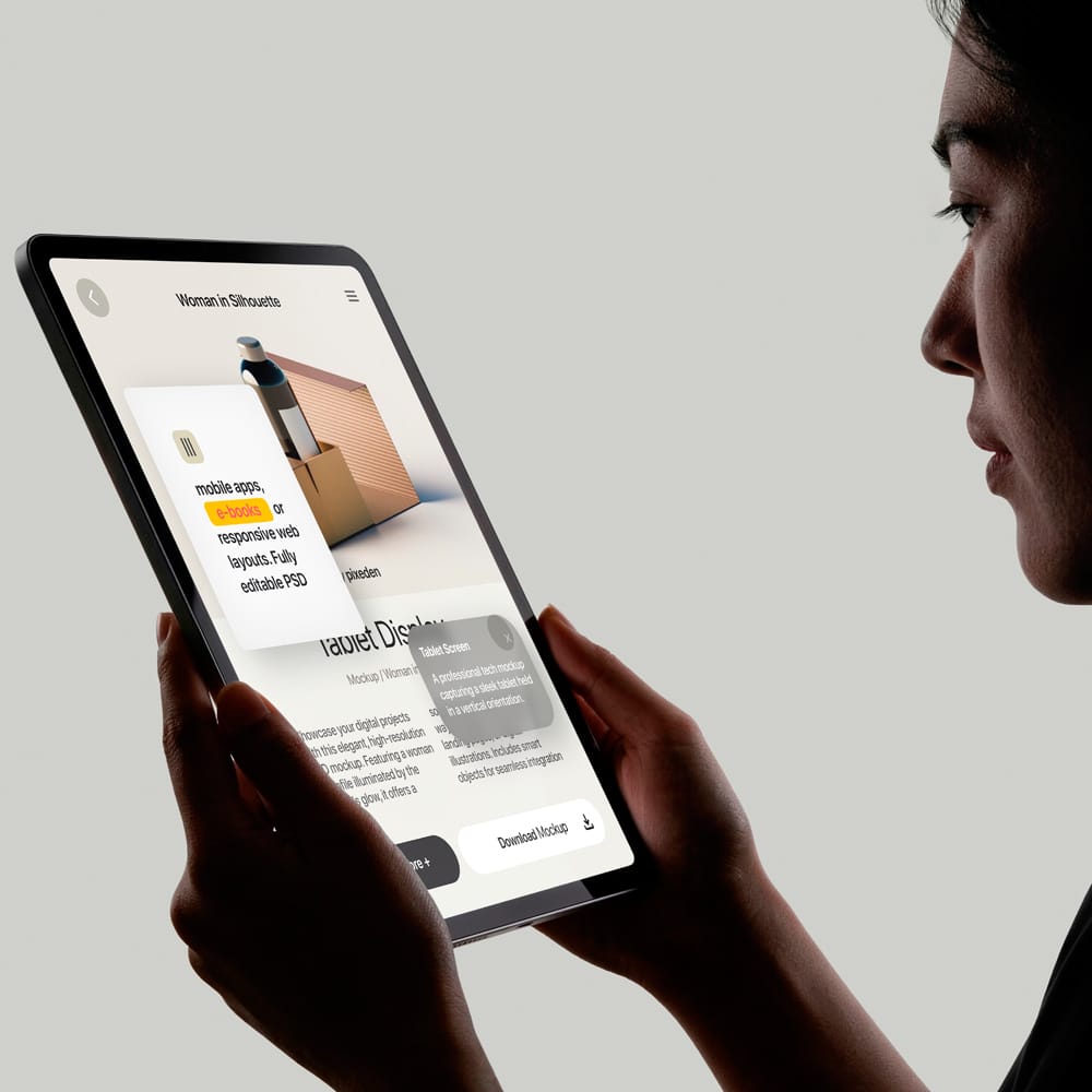 Free Minimalist Tablet Display Mockup PSD