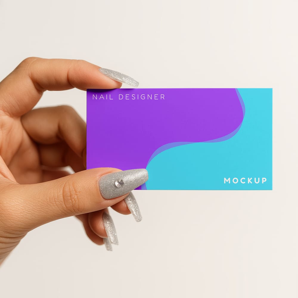 Free Nail Designer Business Card Mockup PSD