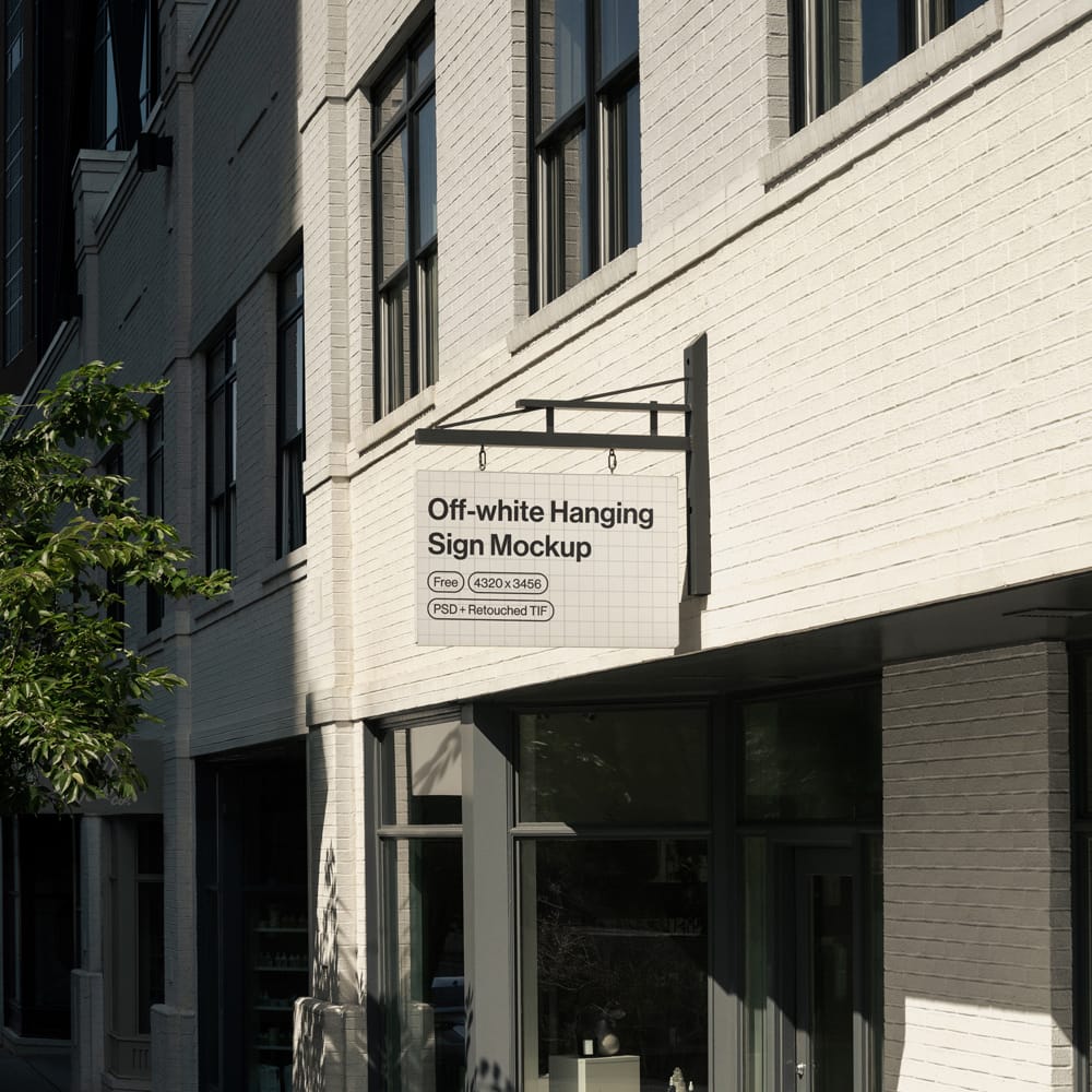 Free Off-white Hanging Sign Mockup PSD