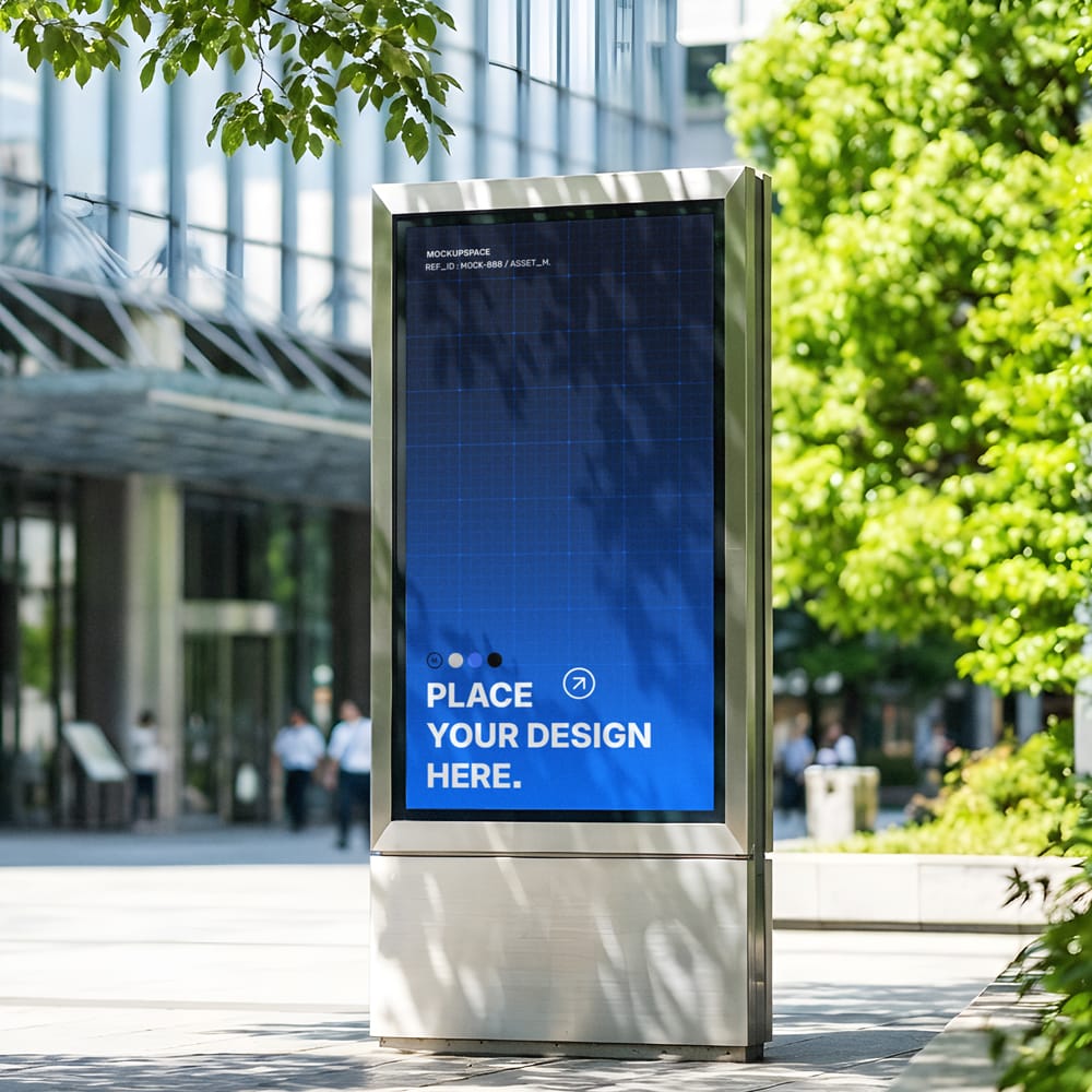 Free Outdoor Digital Kiosk Signage Mockup PSD