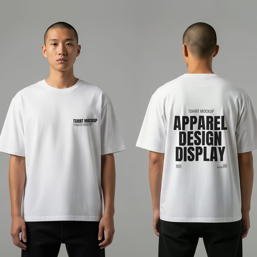 Free Oversized T-Shirt Mockup Front and Back View PSD