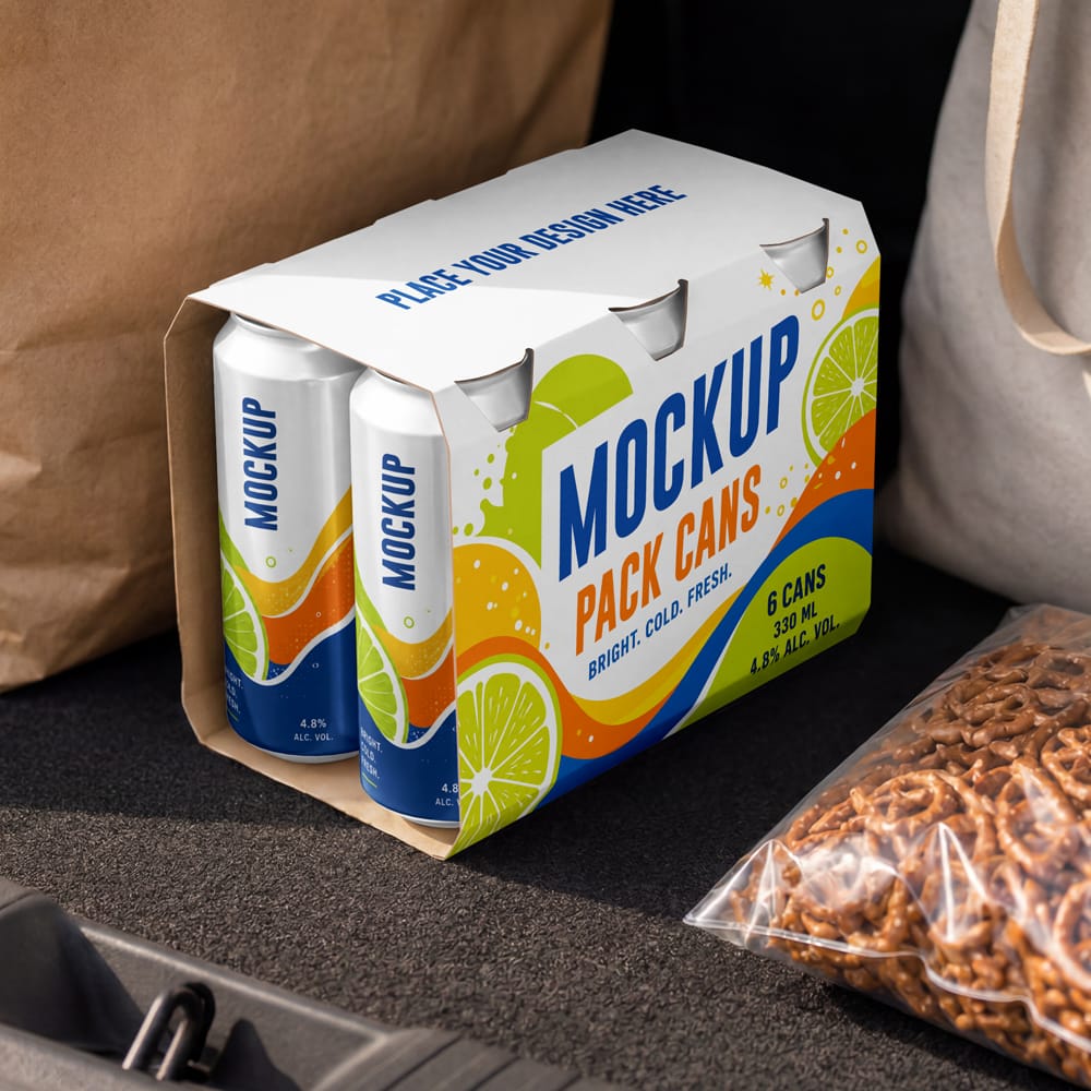 Free Pack Cans Mockup PSD