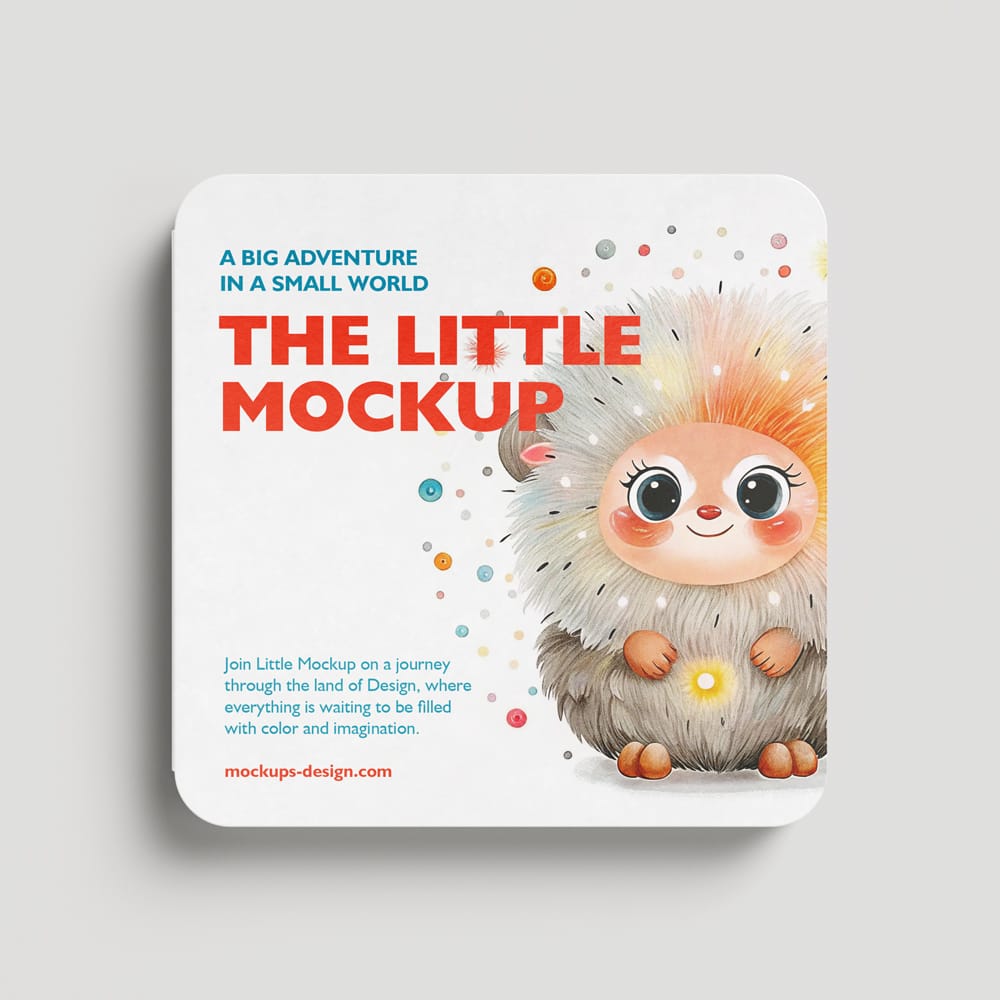 Free Square Board Children’s Book Mockup PSD