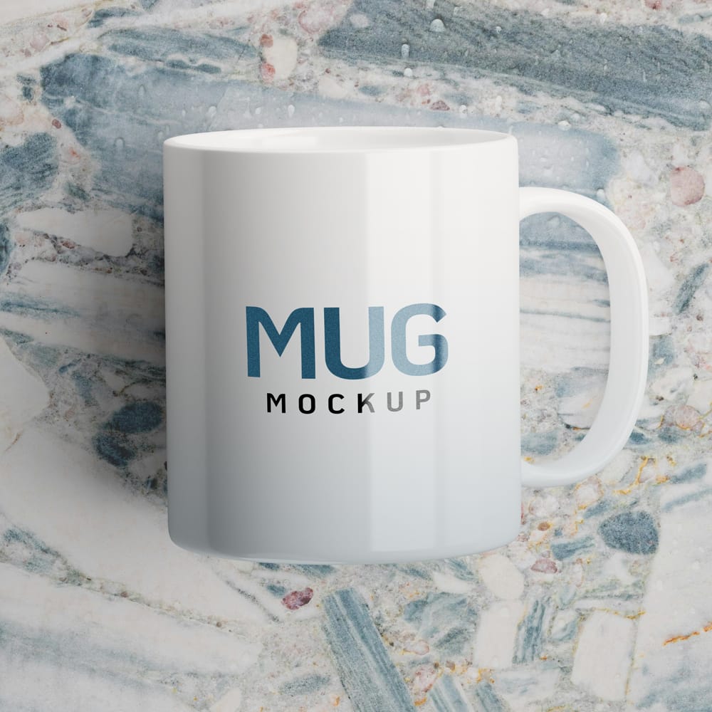 Free Top View Premium White Mug Mockup PSD