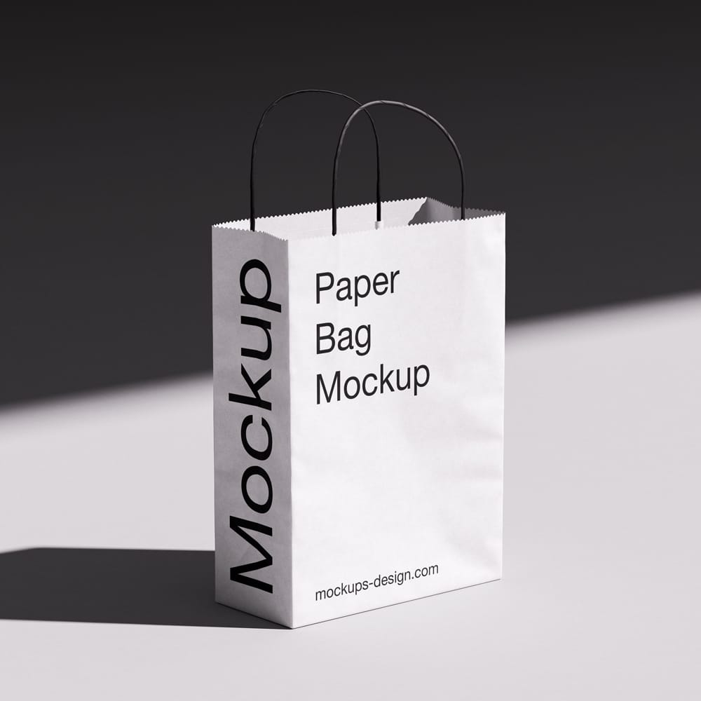 Free Twisted Handle Paper Bag Mockup PSD
