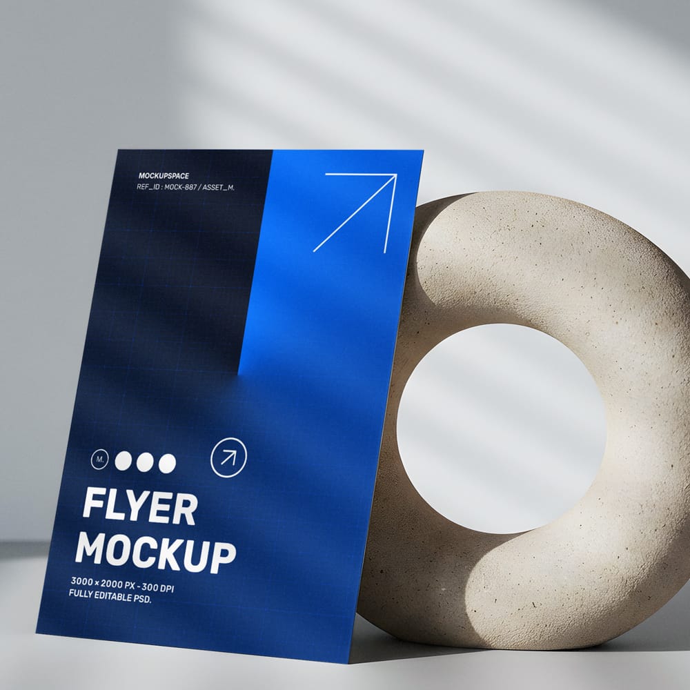 Free Vertical Flyer Mockup with Stone Ring PSD