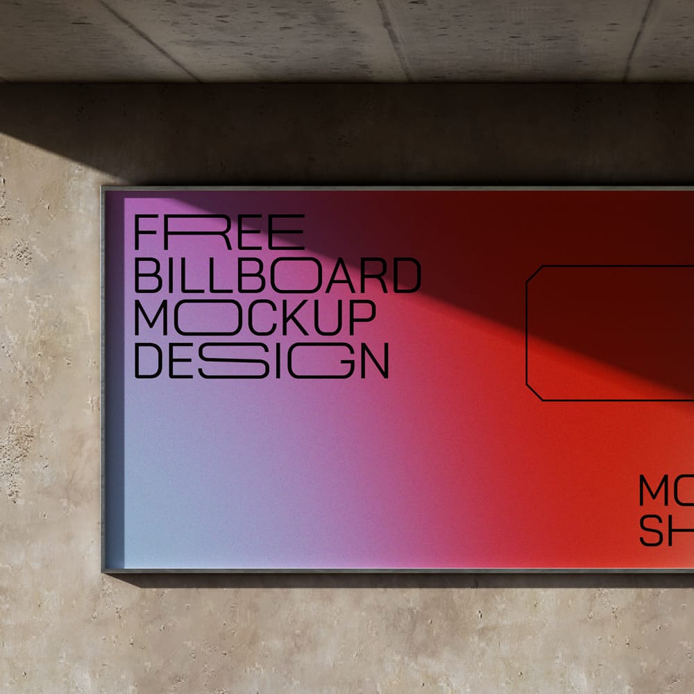 Free Wide Billboard Mockup on Wall Display PSD