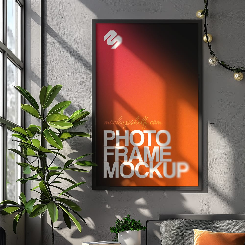 Free Window Side Photo Frame Mockup PSD