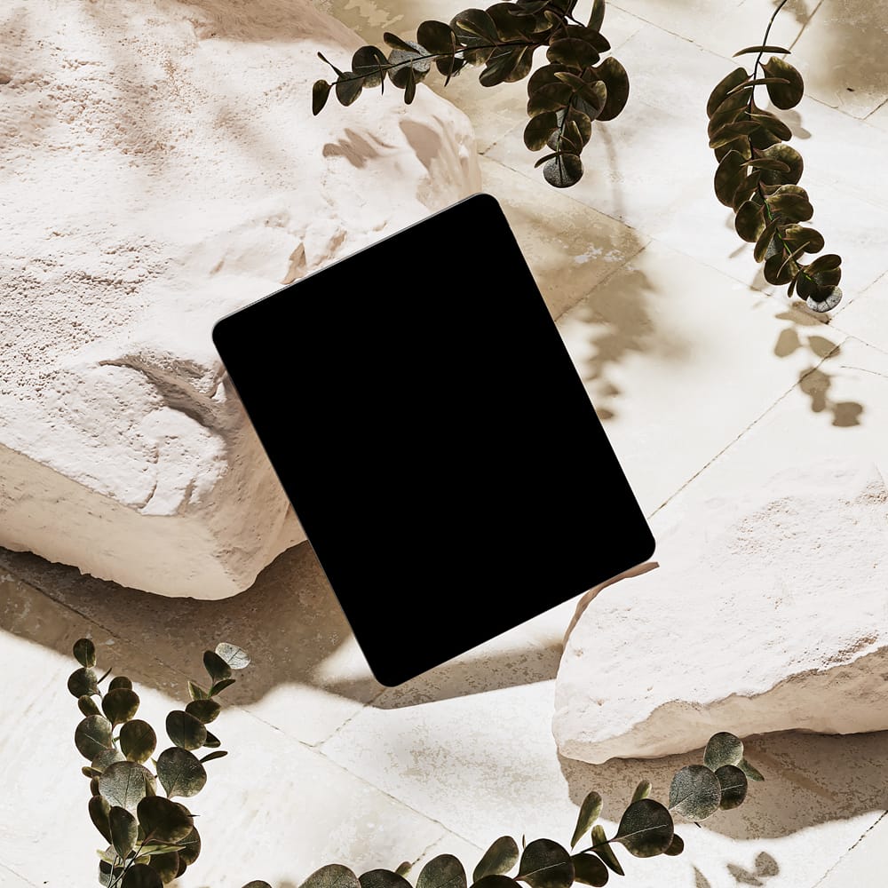 Free iPad Mockup with Natural Stones PSD
