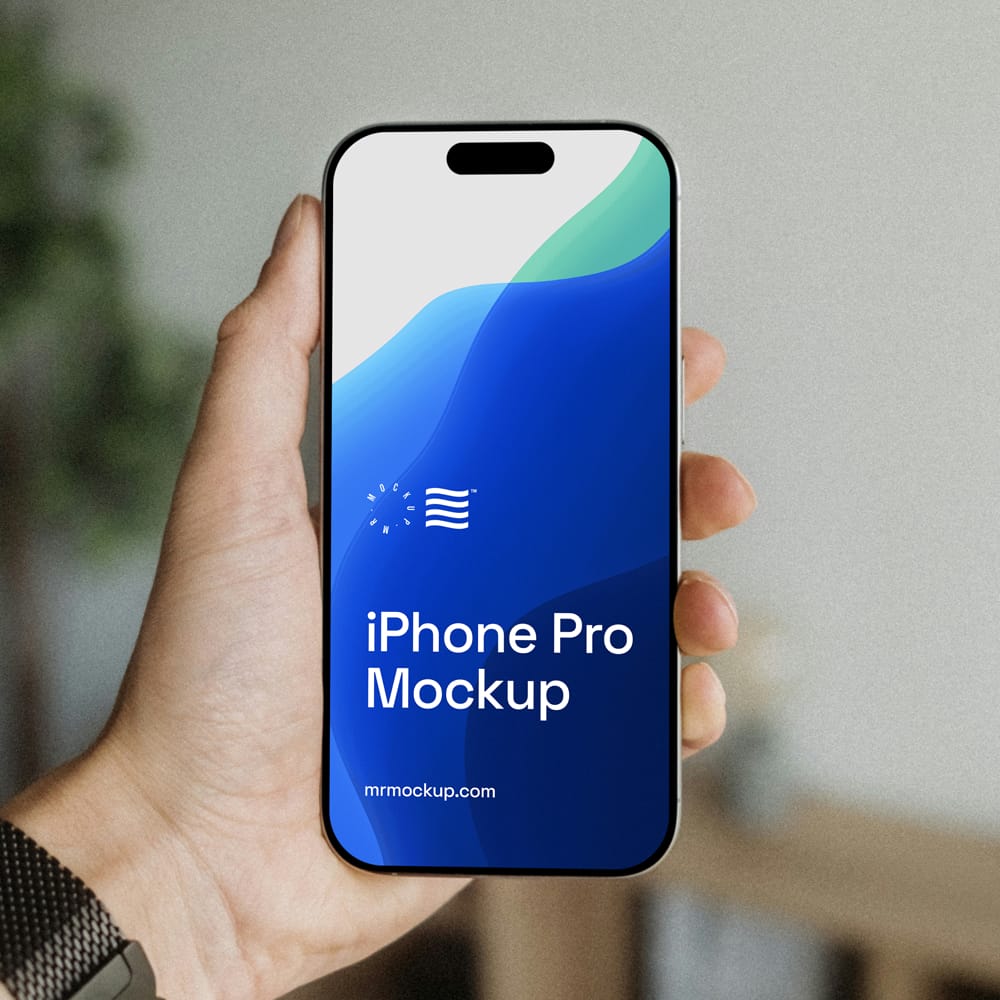 Free iPhone Pro in Home Mockup PSD