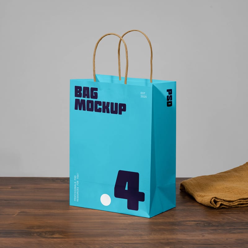 Front View Paper Bag Mockup PSD