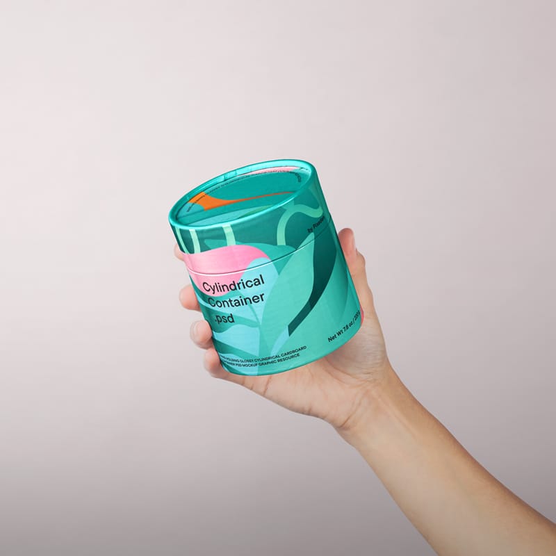 Hand-Held Versatile Cylindrical Canister Paper Tube Mockup PSD