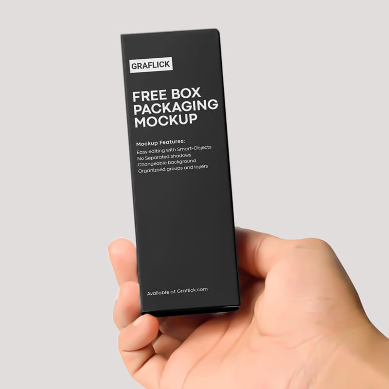 Hand Holding Cosmetic Box Mockup PSD