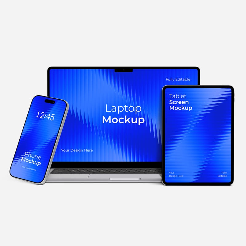 Laptop Tablet Mobile Device Mockup PSD