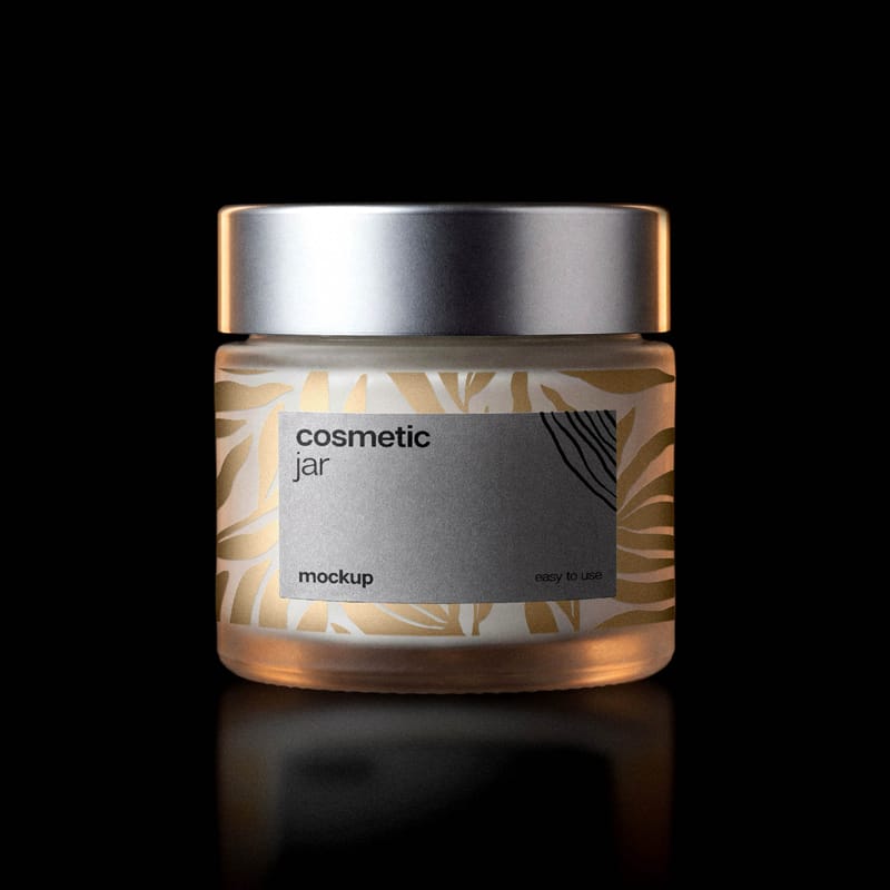 Luxury Frosted Glass Cosmetic Jar Mockup PSD