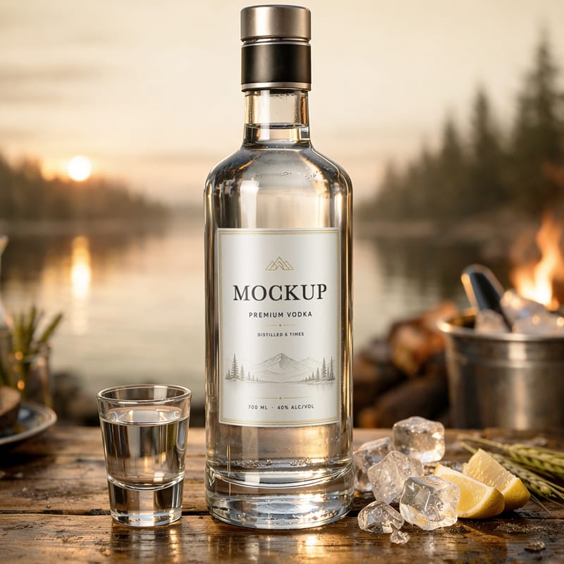 Luxury Vodka Bottle Mockup PSD