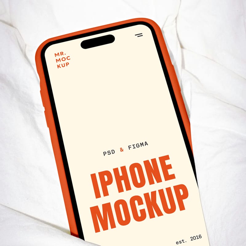 Lying in the Bedding iPhone Pro Mockup PSD