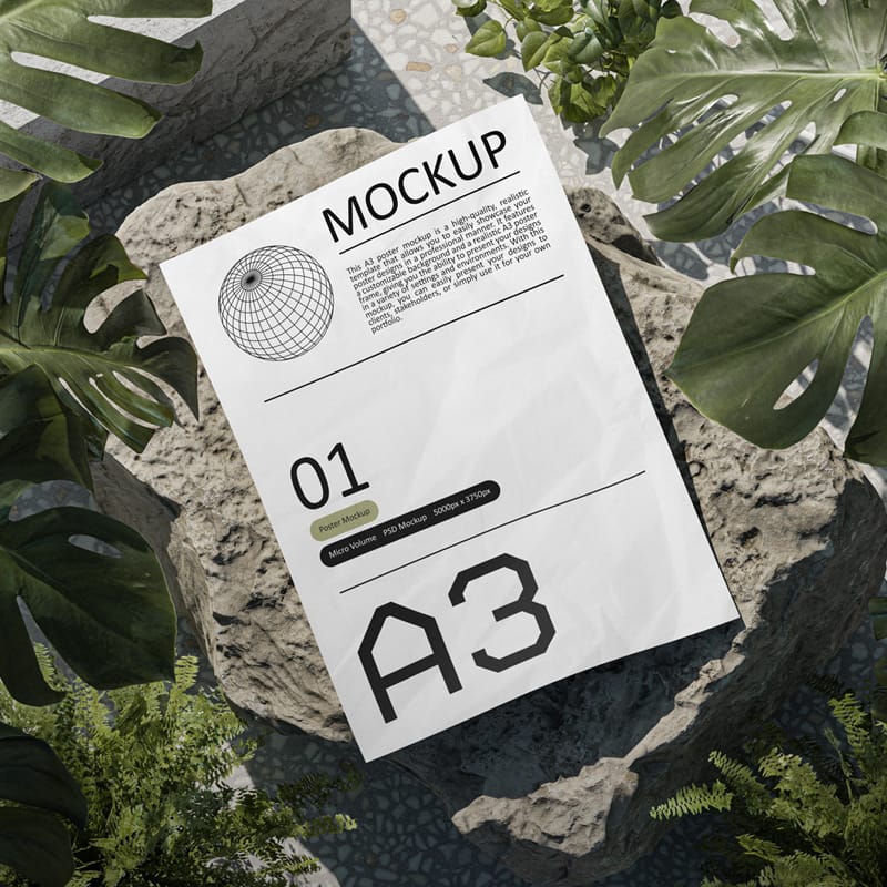 Minimalist A3 Poster Mockup PSD