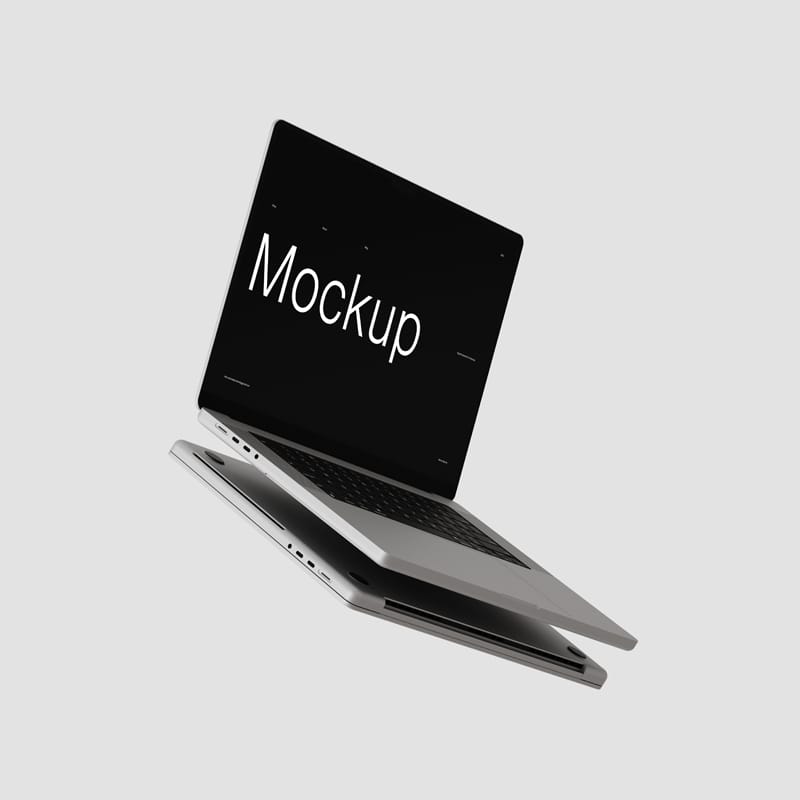 Minimalist MacBook Pro Mockup on Black Background PSD